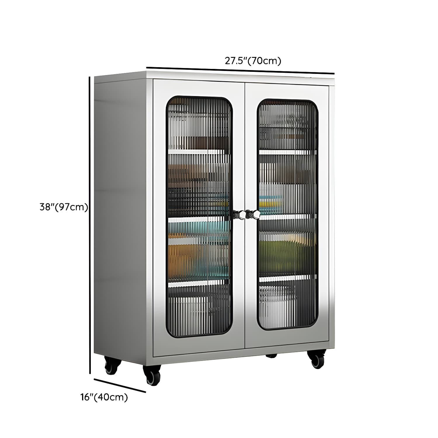 Chrome Stainless Steel Sideboard Cabinet with Cabinets, Adjustable Shelves, and Glass Doors - image 21