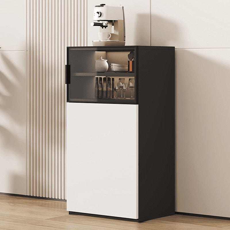 Modern Sideboard with Cupboard in Narrow/Standard/Wide Sizes, Larder Storage, Manufactured Wood Countertop, Glazed Door, and Alterable Shelf
