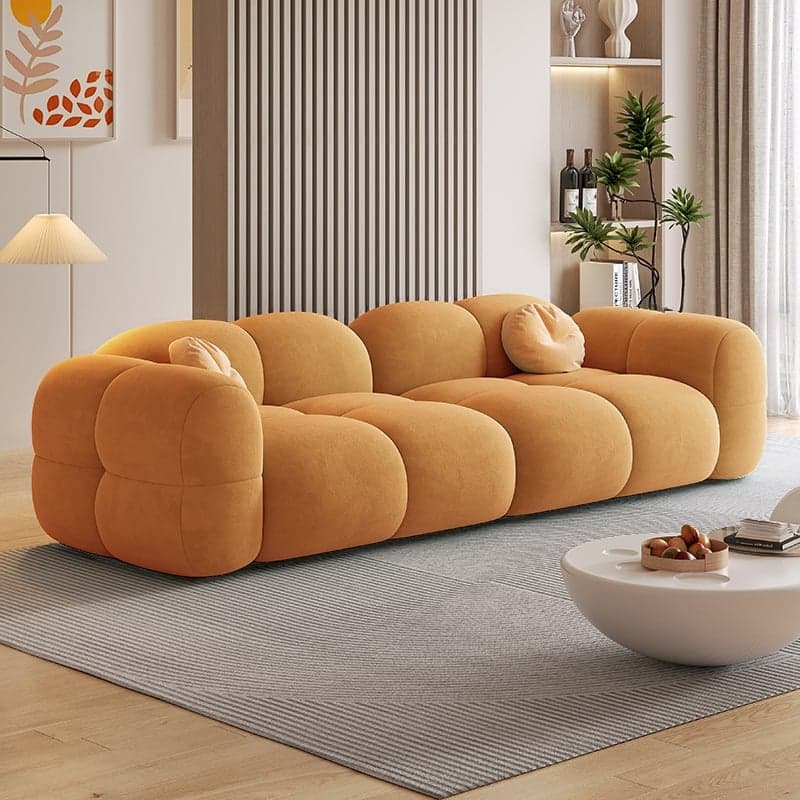 Modish Solid Color Scratch-durable Standard Sofa in Blush/Sage/Ivory for 4 Person/Seats 5/Seats 6 with 2 Pillows - image 4