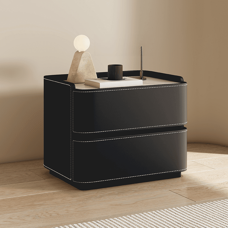 Scandinavian Bedside Cabinet Nightstand with Sintered Stone Countertop