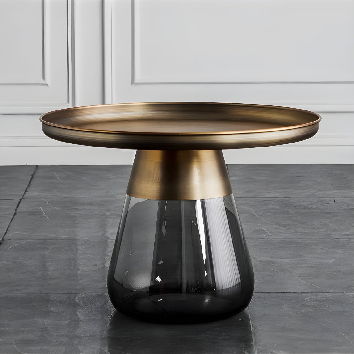 Mid-Century Modern Pedestal Glass Round Storage Single Coffee Table - image 3