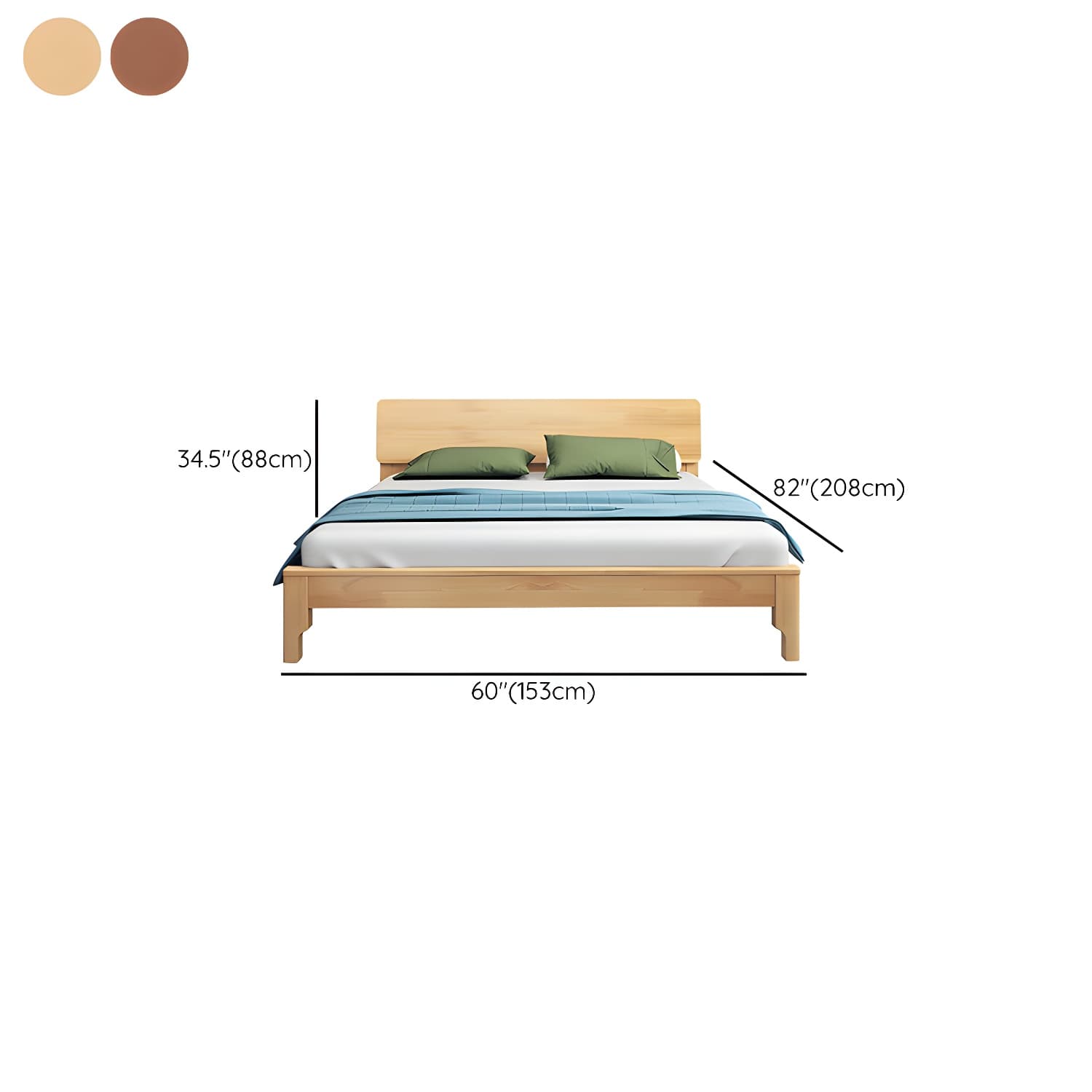 Scandinavian Solid Wood Bed with Rectangle Headboard and 4 Legs - image 17