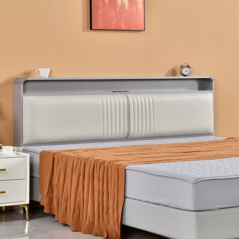 Minimalist Free-standing Standard Full(54"W x 75"L)/Twin(38"W x 75"L) Panel No Distressing with Shelves Included and Illuminating in Lumber - image 3