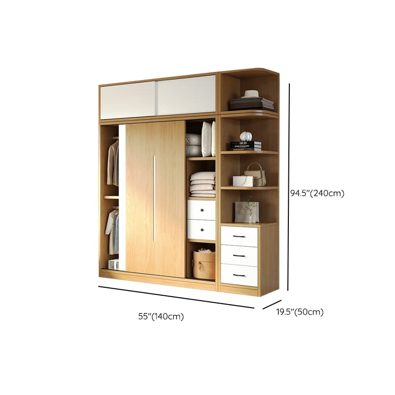 Natural Color Minimalist Cabinet Armoire with Soft Close Drawer, Soft Close Door & Interior Shelves - image 27