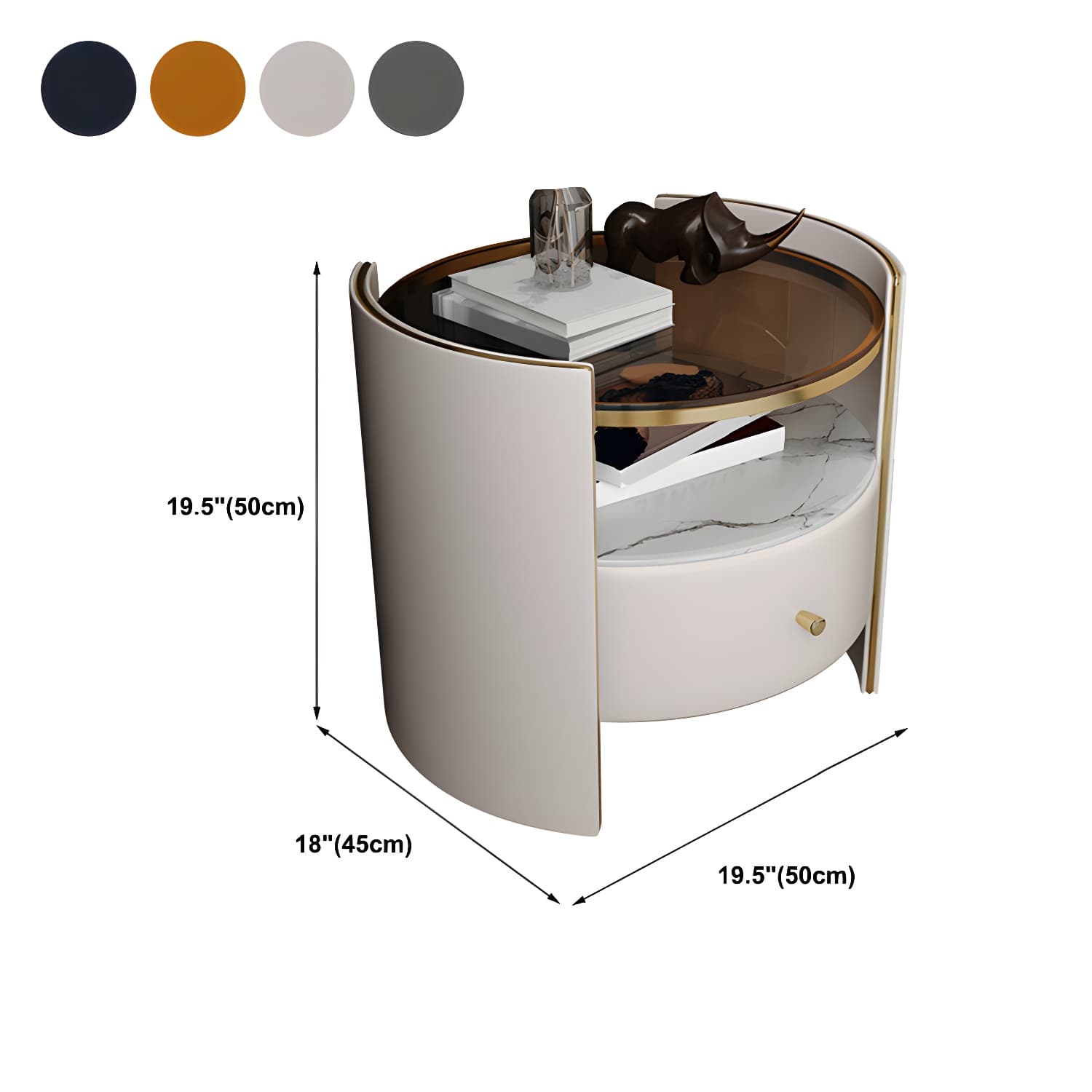 Faux Leather Nightstand Modern 1 - Drawer Accent Table Nightstand - image 17
