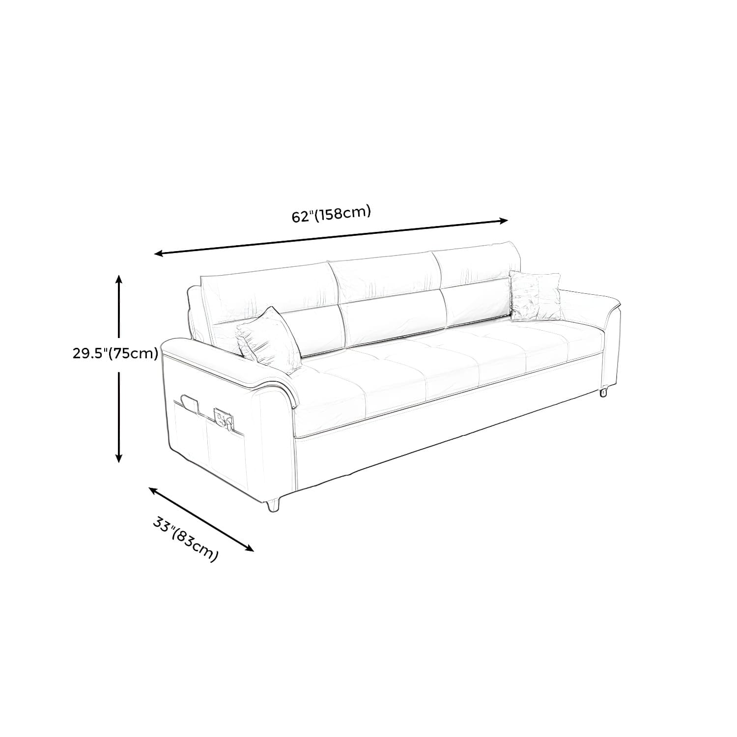Cotton Blend and Faux Leather Biscuit Back Pillow Top Arm Couch Bed - image 21