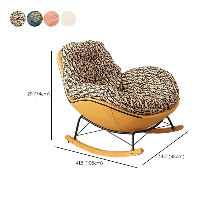 Natural Stationary Wingback Living Room Rocking Chair with Back - image 11