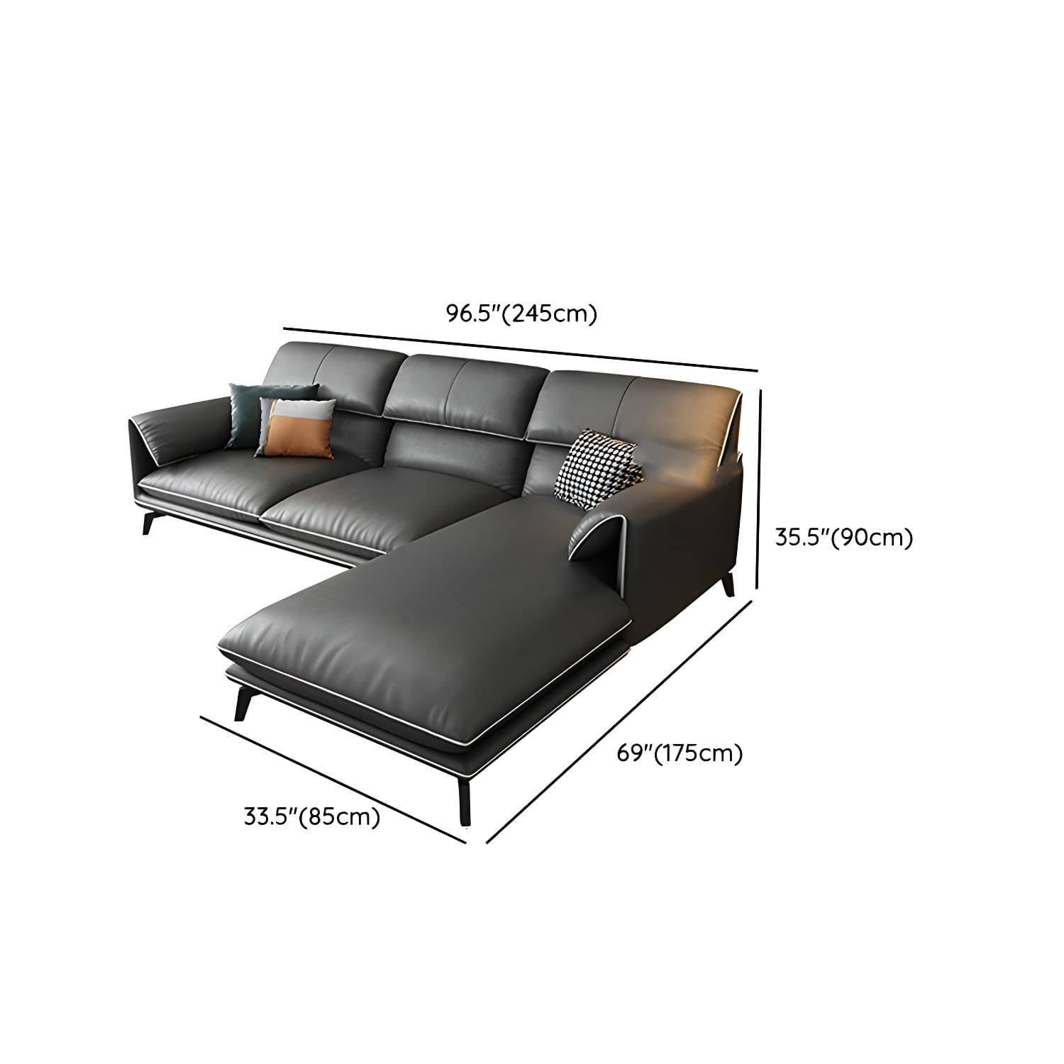 Modern Gray Stationary Sectional Sofa with Wood Frame and Pillow Top Arm - image 18