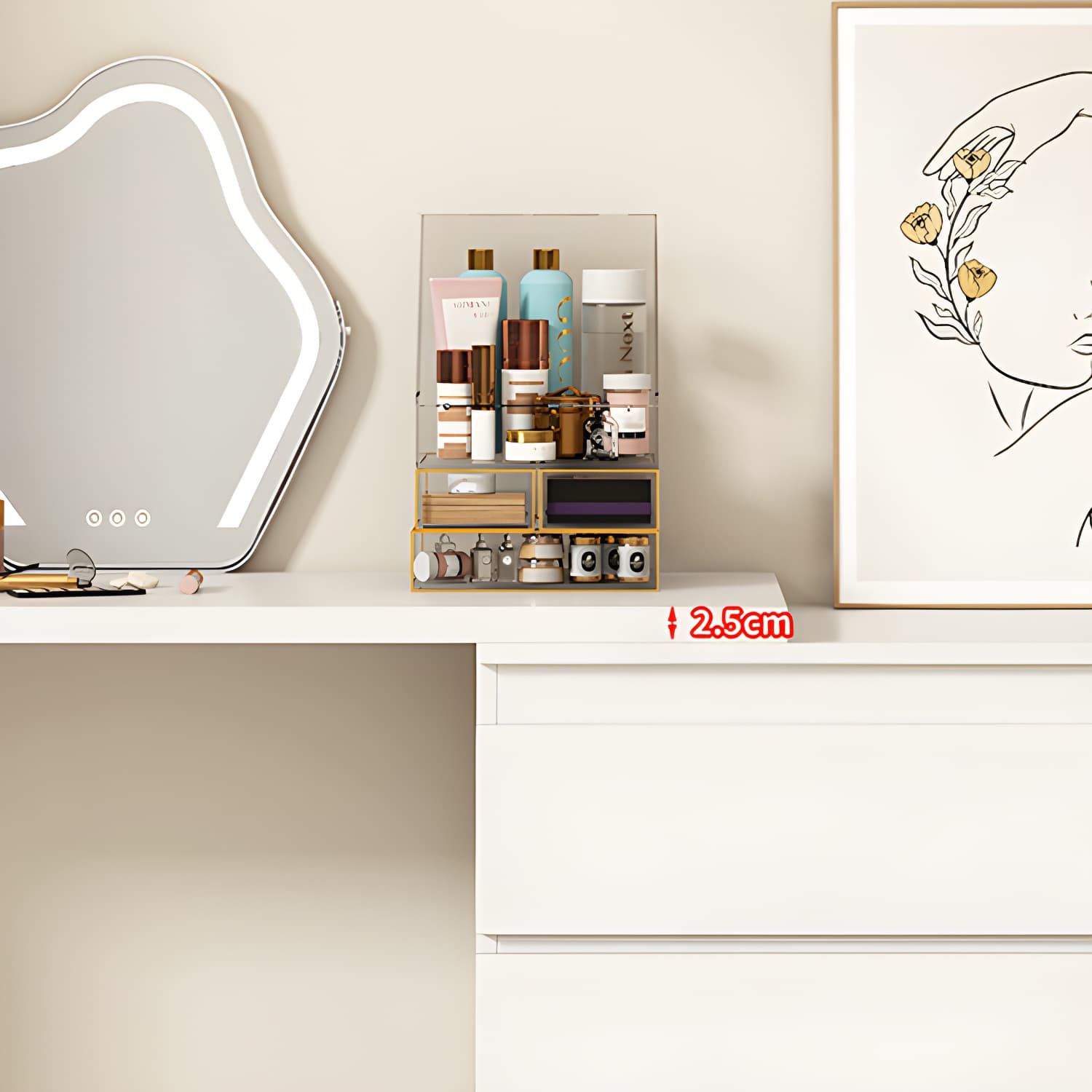 Modern White Wood Makeup Vanity with Soft Close Drawers and Acrylic Chair Include/Not Include - image 6