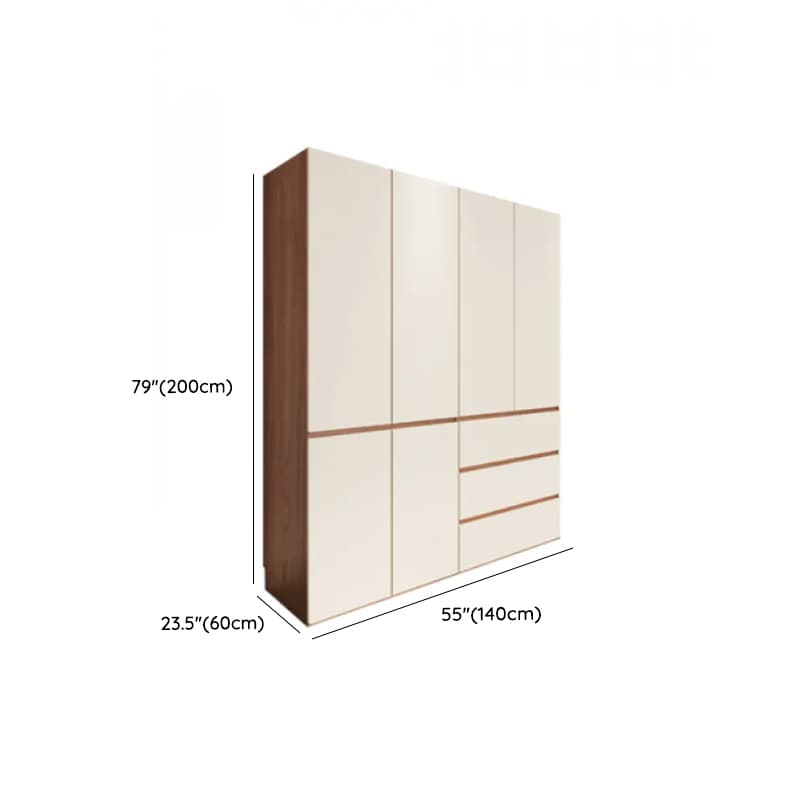 Beige Minimalist Manufactured Wood Wardrobe Closet with Soft Close Drawer, Soft Close Door, Interior Shelves, and Clothing Rod - image 8