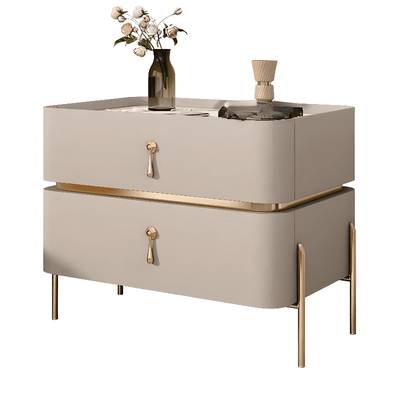 Organic Modern Stone Drawer Storage Nightstand with Leg & 2 Drawers - image 12