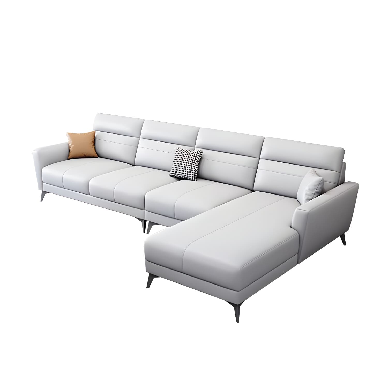 Modern L-Shape Stationary Sectional Sofa Chaise with Flared Arm Design - image 13