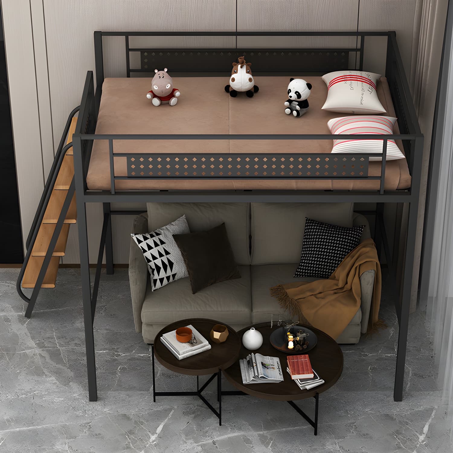 Simple and Chic Metal Frame Modern Bed with Headboard Included - image 12