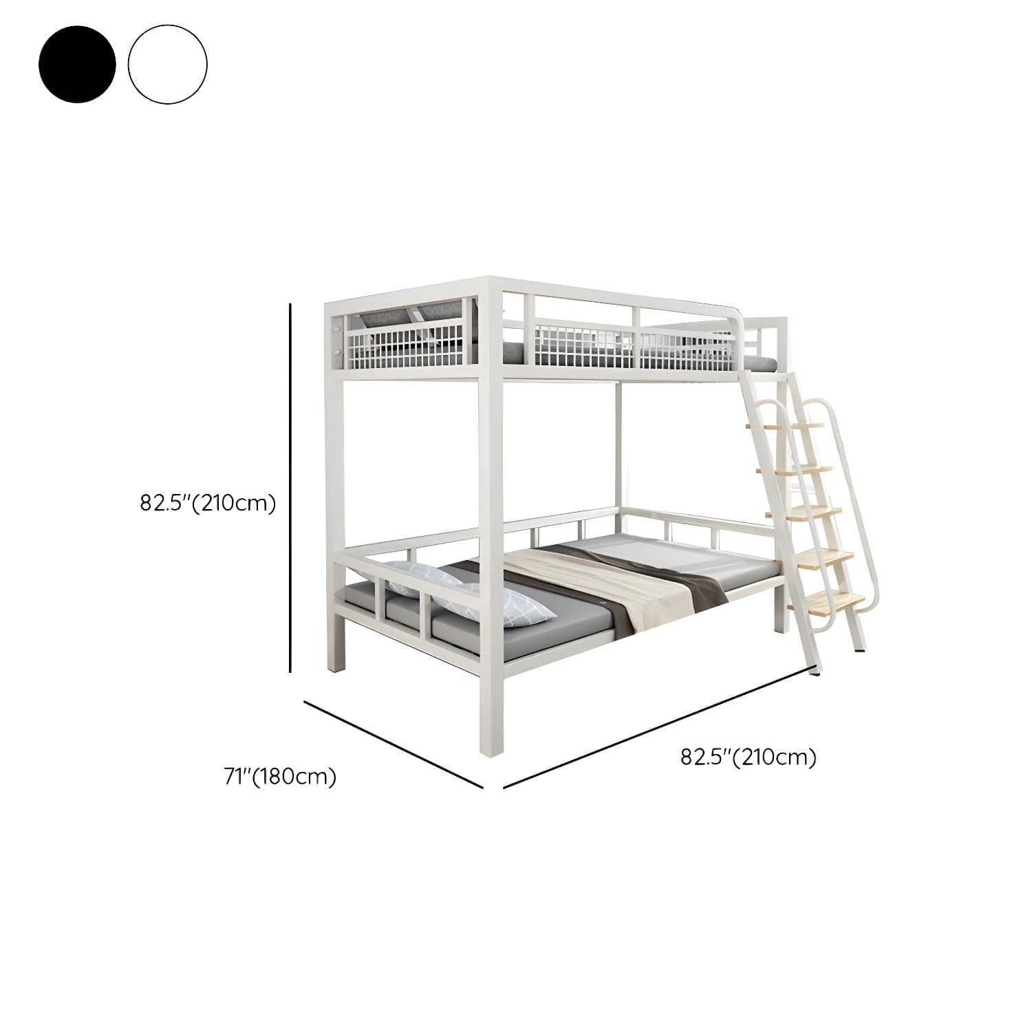 Contemporary Metal Bed 82.67" Tall Open-Frame Bed in Black/White - image 14