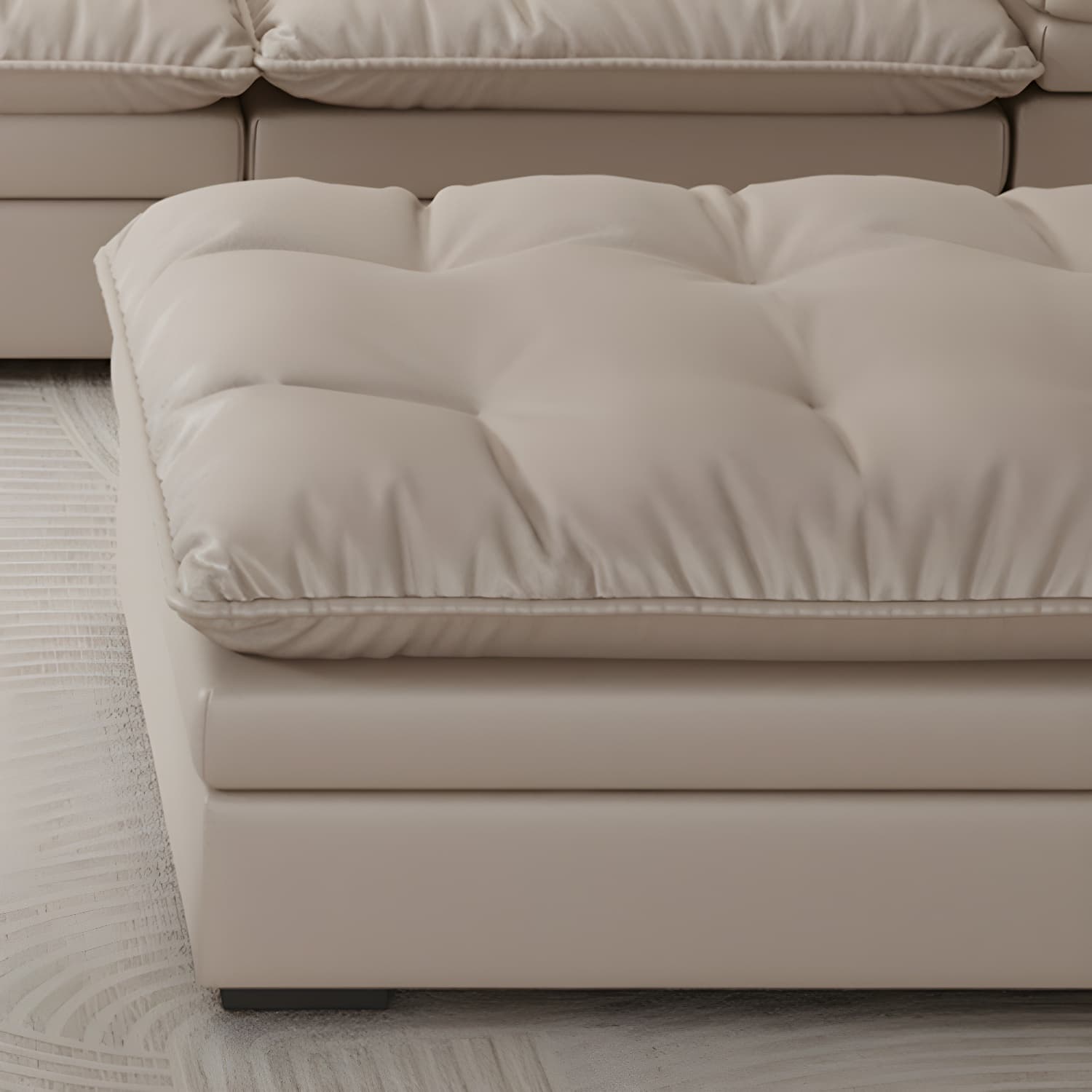 Modern Beige Faux Leather Stationary Sectional Sofa with Adjustable Headrest and Wood Frame - image 7