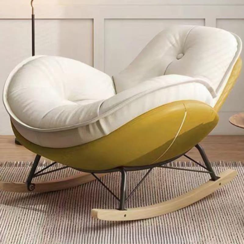Modern Butter Color/Grey/Auburn Upholstered Padded Rocking Seat with Flared Arm, Scratch-repellent - image 5