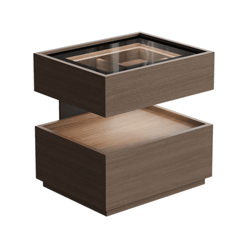 Organic Modern Nightstand With Drawer Organization with Glass Countertop and Illuminating Lighting - image 8