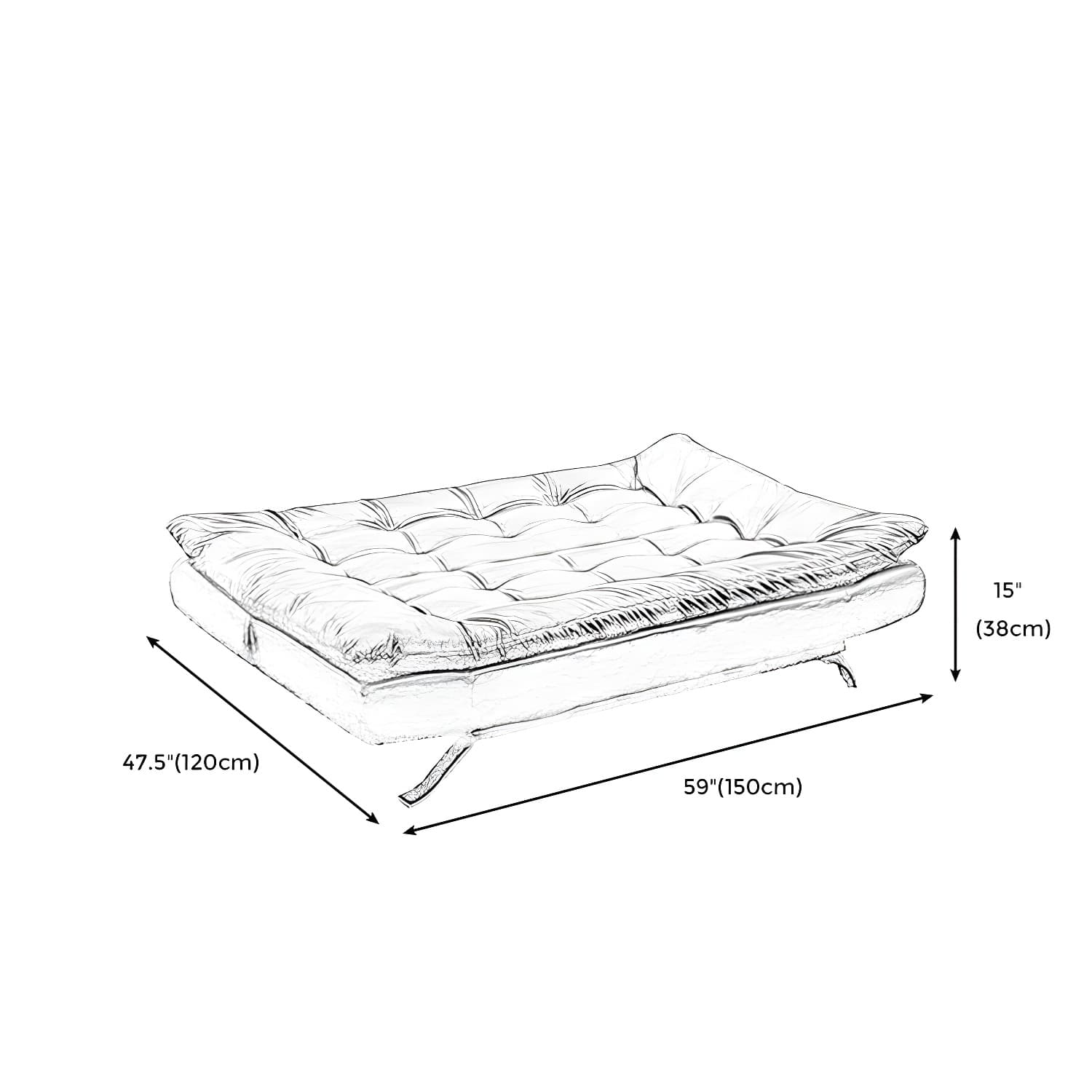 Armless Sofa Chaise Square Seating Settee for Living Room Bonus Room - image 16