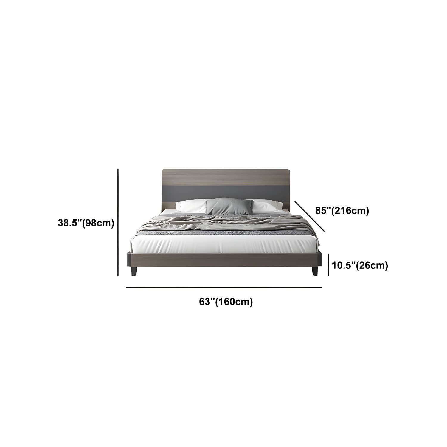 Modern Style Wood Bed with Headboard Low Profile Standard Bed - image 17