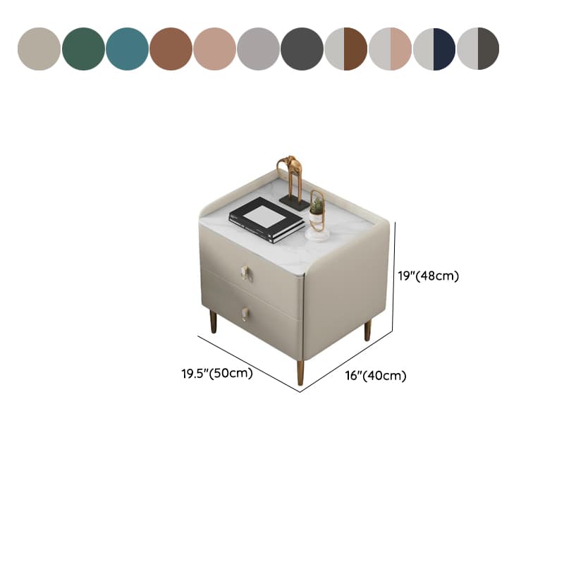 Contemporary Nightstand with 2 Drawers, Pu Leather Countertop, and Leg Support - image 20