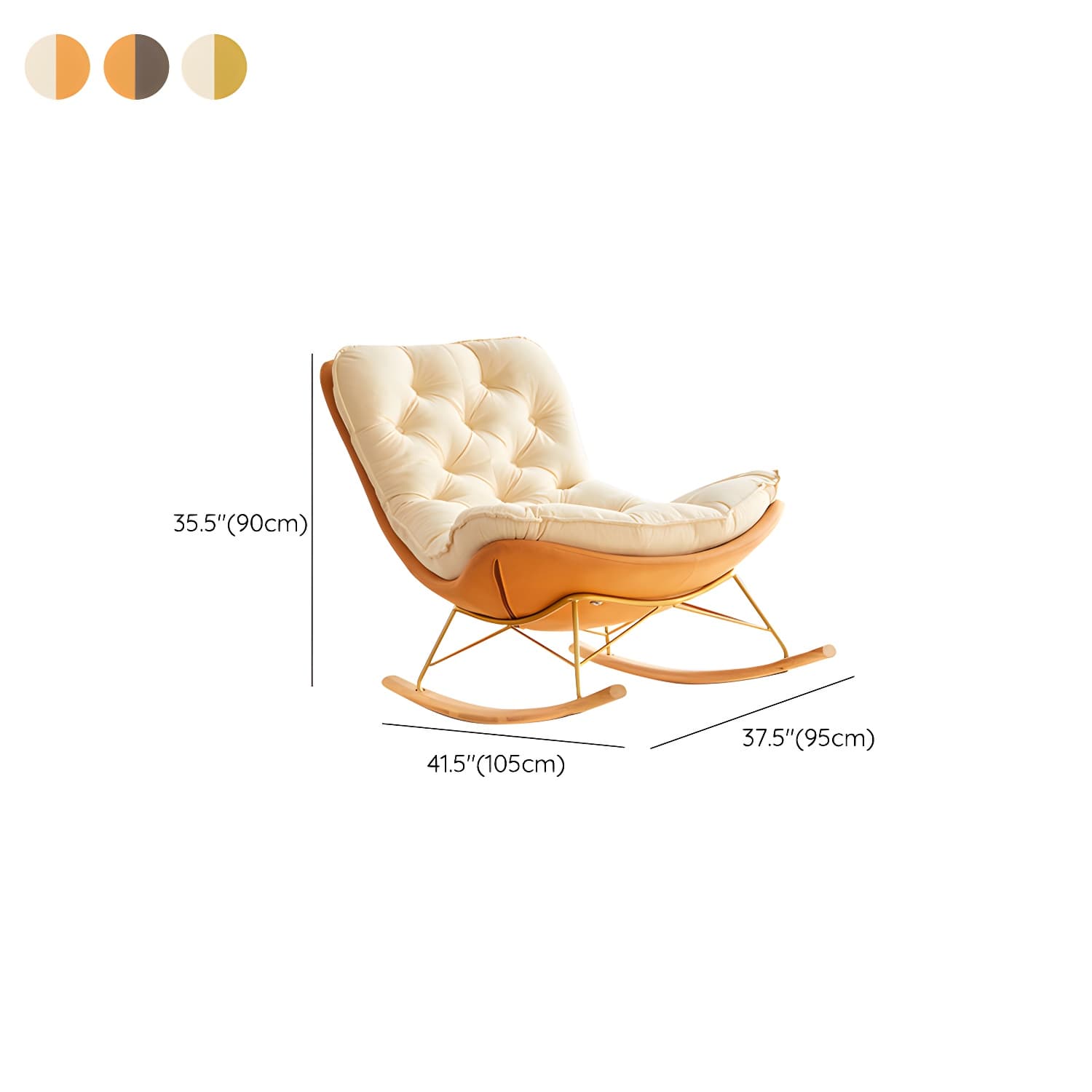 Tufted Rocking Accent Chair Contemporary Solid Wood with Removable Cushions - image 16
