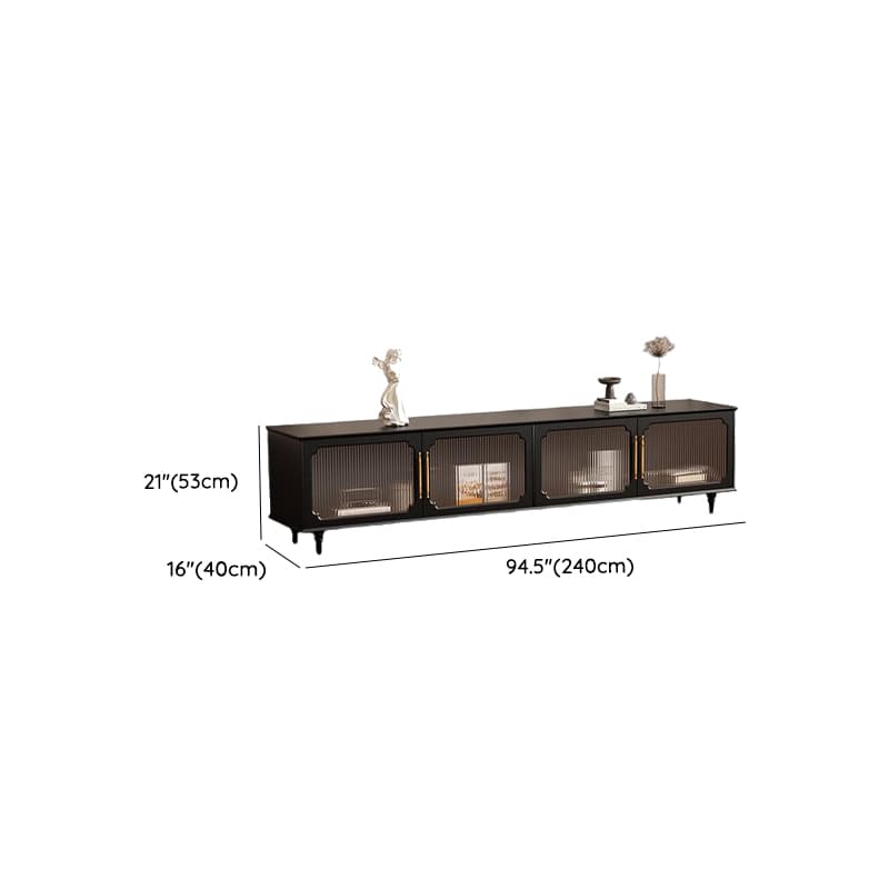 Black Art Deco Wooden TV Stand with Shelf, 4 Drawers, 2 Cabinets, and Cable Management - image 9