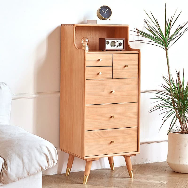 Five-Drawer Wooden Dresser, Natural Color, Modern Design, 50in Length, Pre-Drilled - image 11