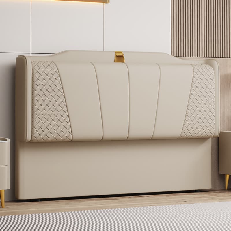 Trendy Panel Headboard in Natural Wood with No Distressing, Scooped Shape for Queen/Full Bed, Sponge Upholstery Fill, Standard Height - image 4