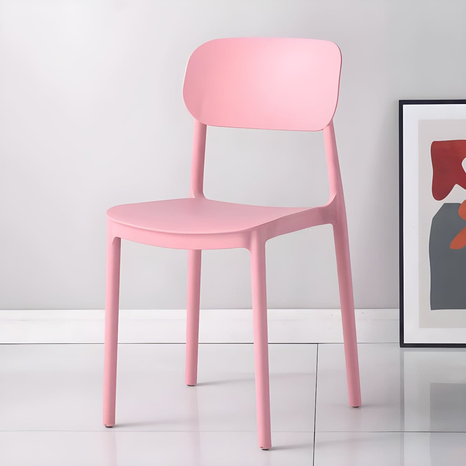 Stackable Scandinavian Style Side Chair with Low Back in Plastic & Acrylic - Armless - image 8