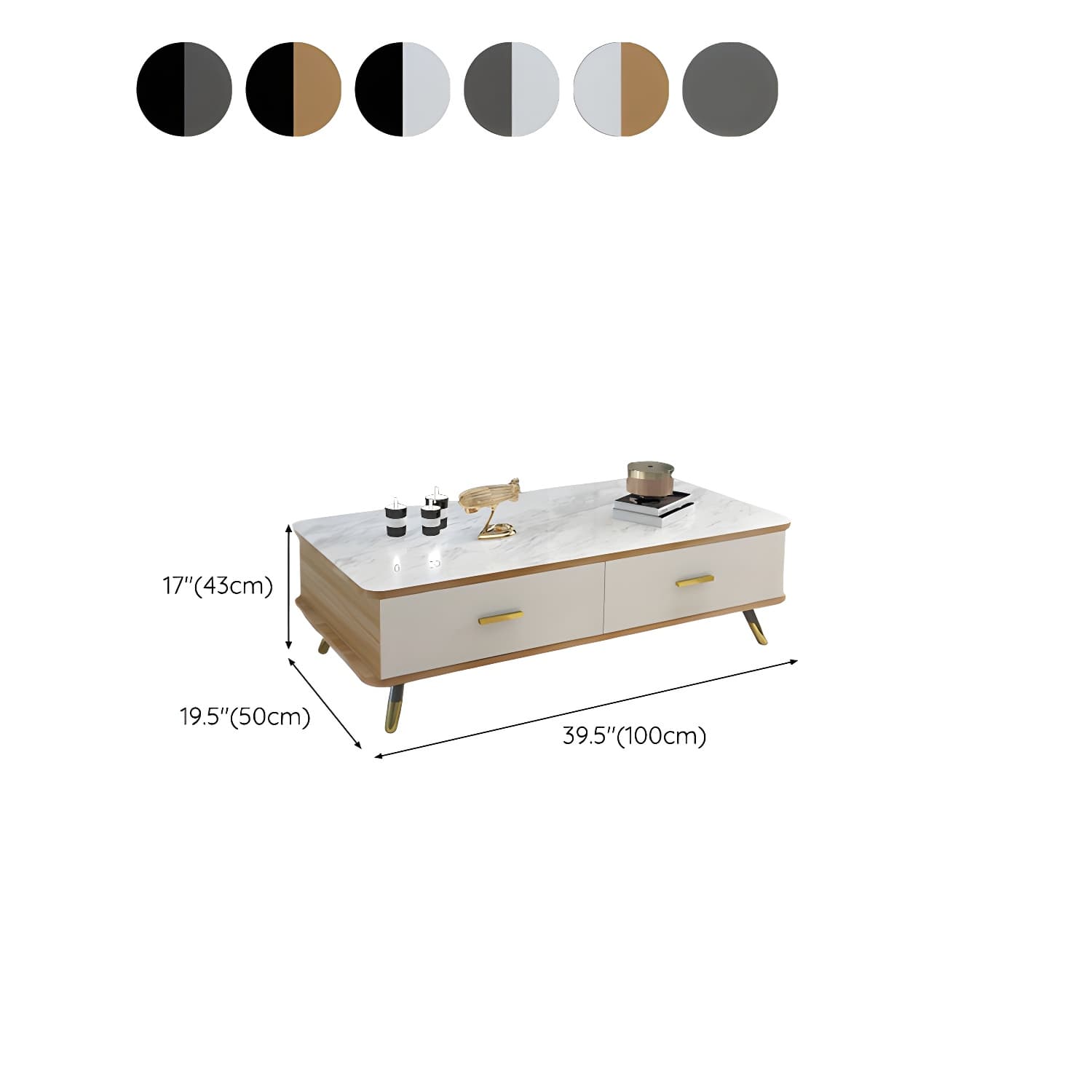 Glam Hollywood Regency Gold Metal Coffee Table with Storage Drawers - image 16