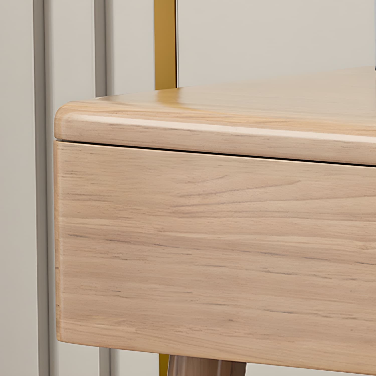 Solid Wood Vanity Makeup Table with Drawer Standing Mirror Dressing Table - image 12