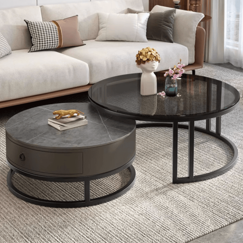 Nested Orbicular Framework Accent Table for Foyer Use