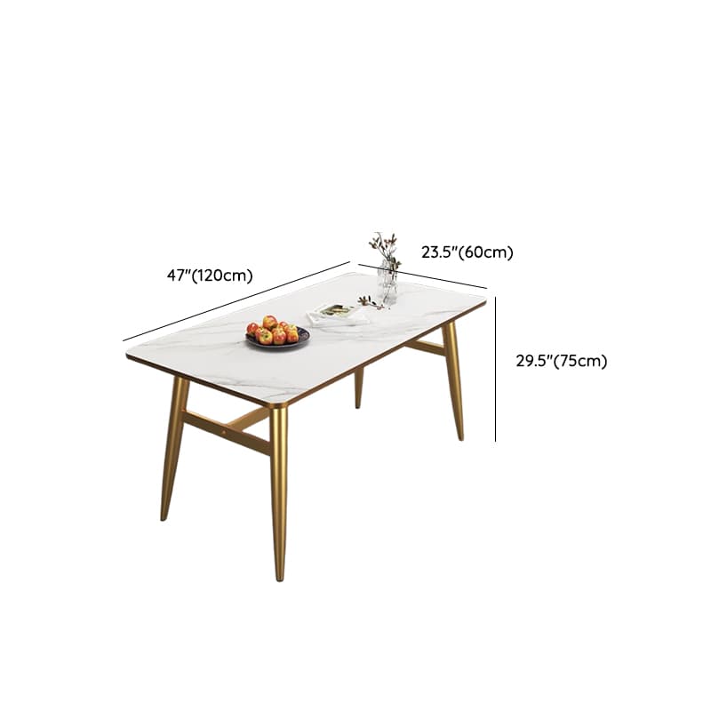 Luxurious White Rectangular/Circular/Square Reclaimed Wood Standard Height Fixed Dining Table with Golden 4 Legs for 2 People/4 People - image 18