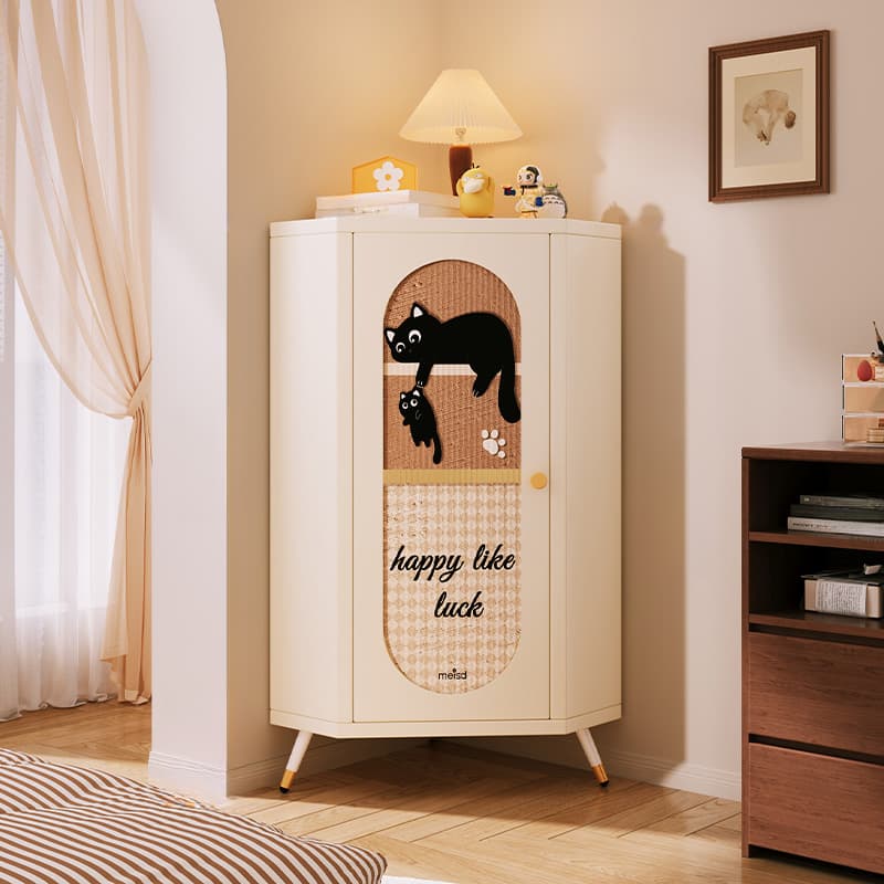 Modern Simple Style Nook Accent Cabinet with Damp-proof Closet, Glazed Door, Cabinet Knobs in Chalk
