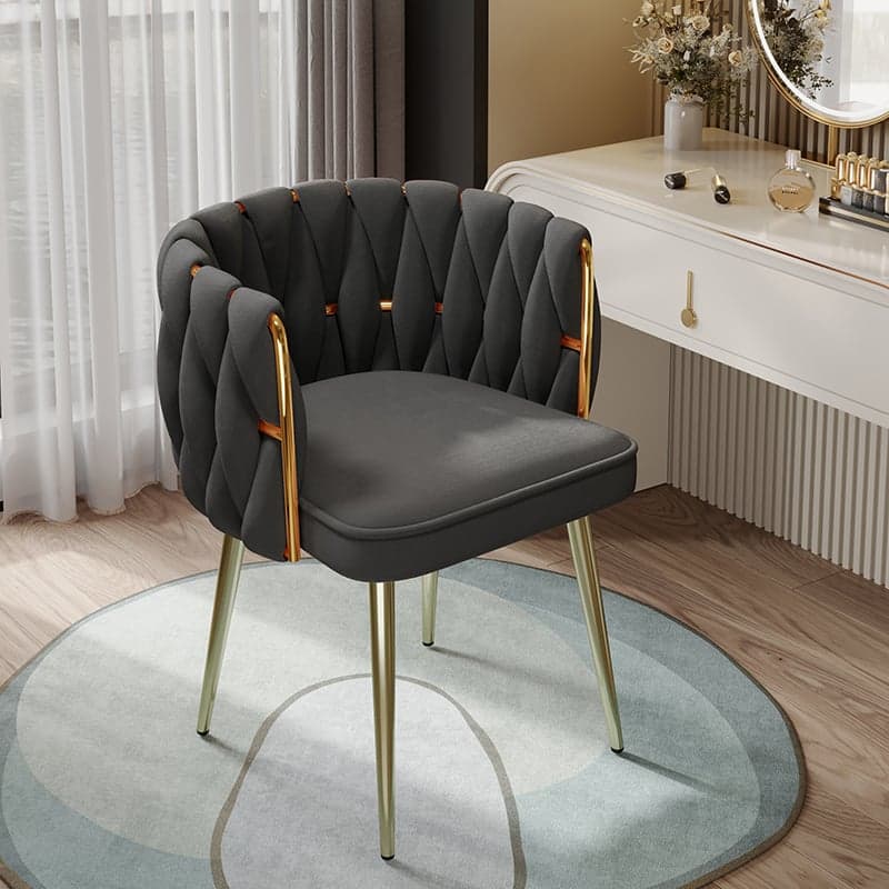 Glam Stable Framed Upholstered Arm Chair with Gold Base and Foot Pads for Dinette, Turned/Non-rotatable - image 3