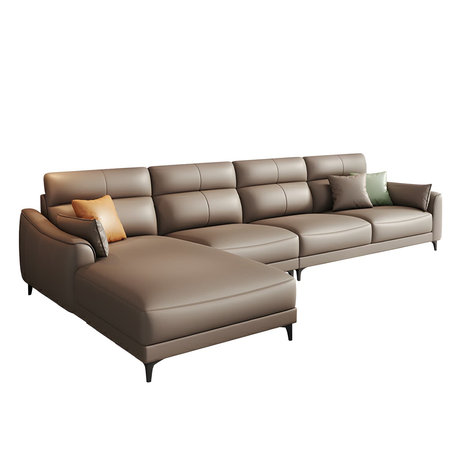 Modern Brown Stationary Sectional Sofa with Sloped Arms and Cushion Back - image 5