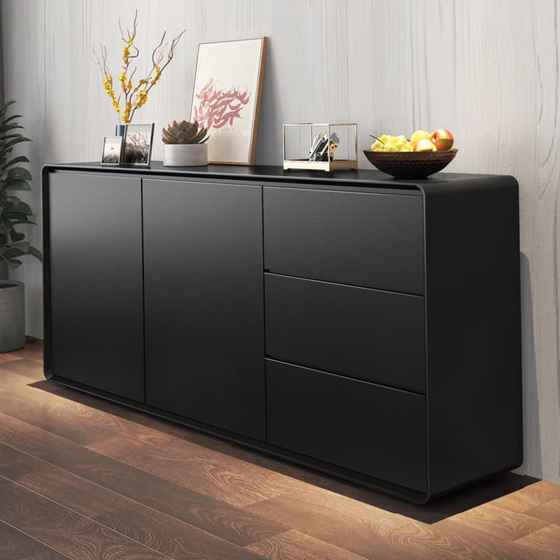 Simplistic 3 Drawers Freestanding Floor Sideboard/Server in Wood with 3 Shelves and Cabinet