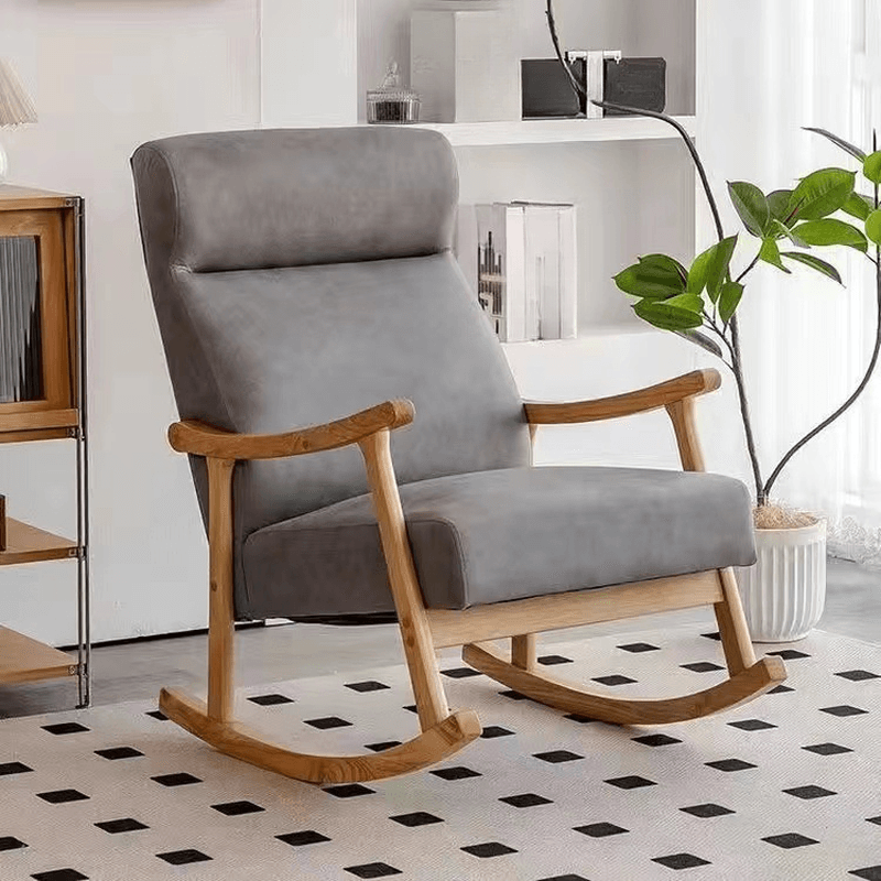 Modern Simple Style Wood Rocking Chair Couch with Cushioned Track Arm - image 7
