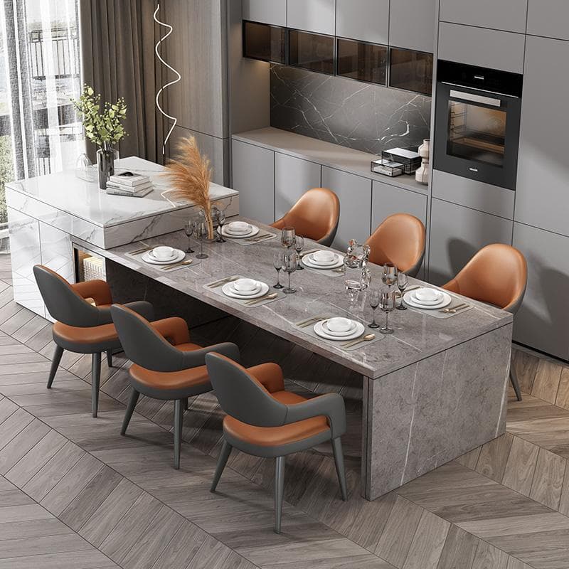 Faux Leather Arm Chair with Standard Back and Metal Legs in Gray for Kitchen & Dining - image 10