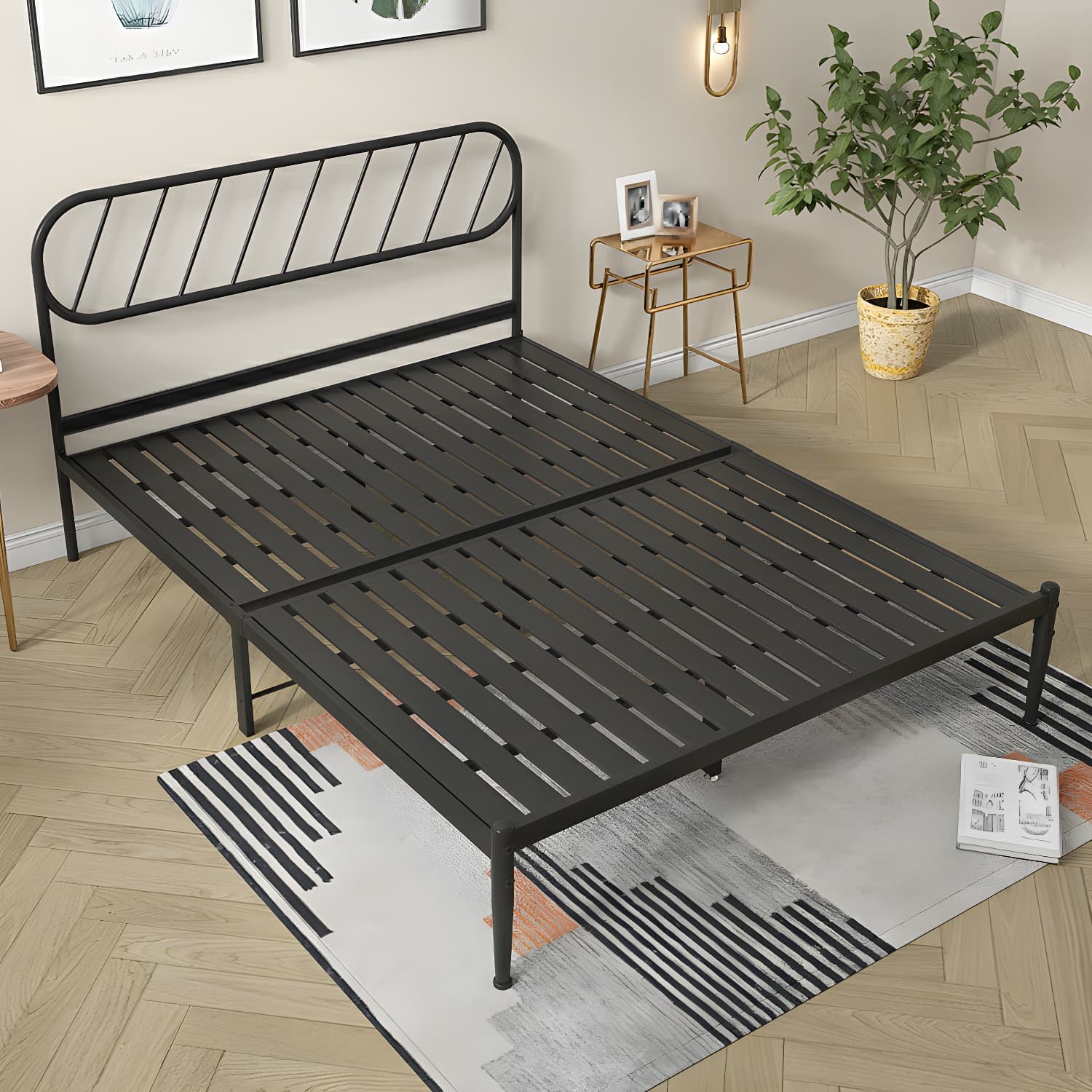 Modern Simple Style Open-Frame Panel with Metal Frame and Leg