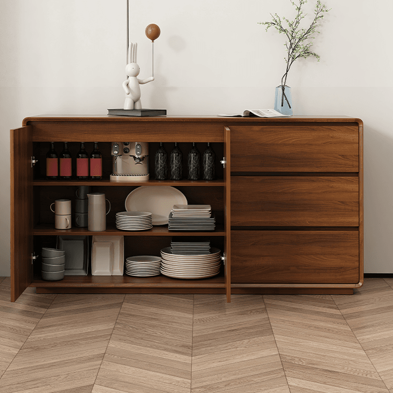 Ground Sideboard with 3 Drawers, Cupboard, Standard/Narrow Size, Timber Countertop, Adjustable Shelving, and 2 Doors/1 Door - image 4