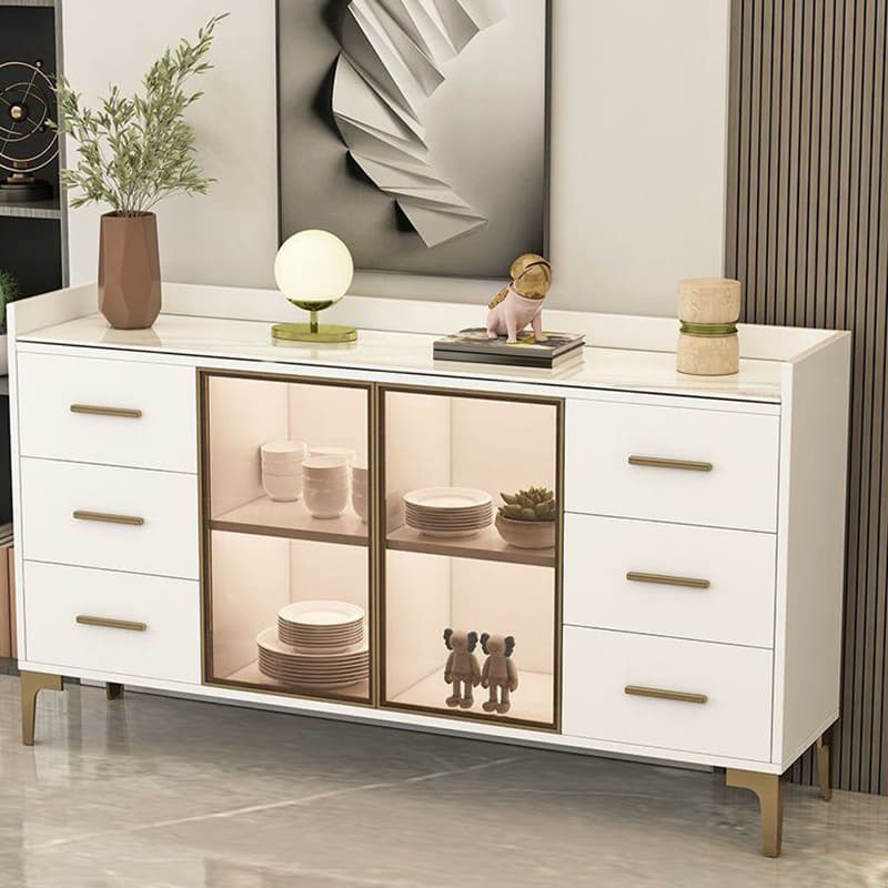Glam Wood Sideboard with Glass Doors, Lighting Included, and Adjustable Shelves - image 7