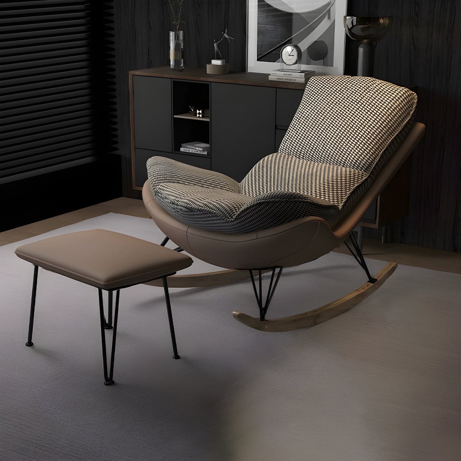 Contemporary Indoor Rocking Chair with Sled Legs and Spindle Back - image 4