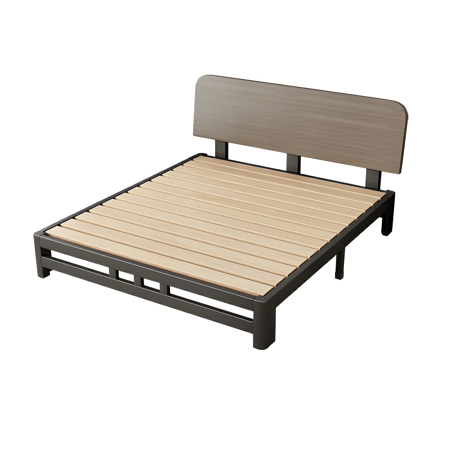 Modern Black Metal Bed with Included Headboard and Non-Upholstered Design - image 5