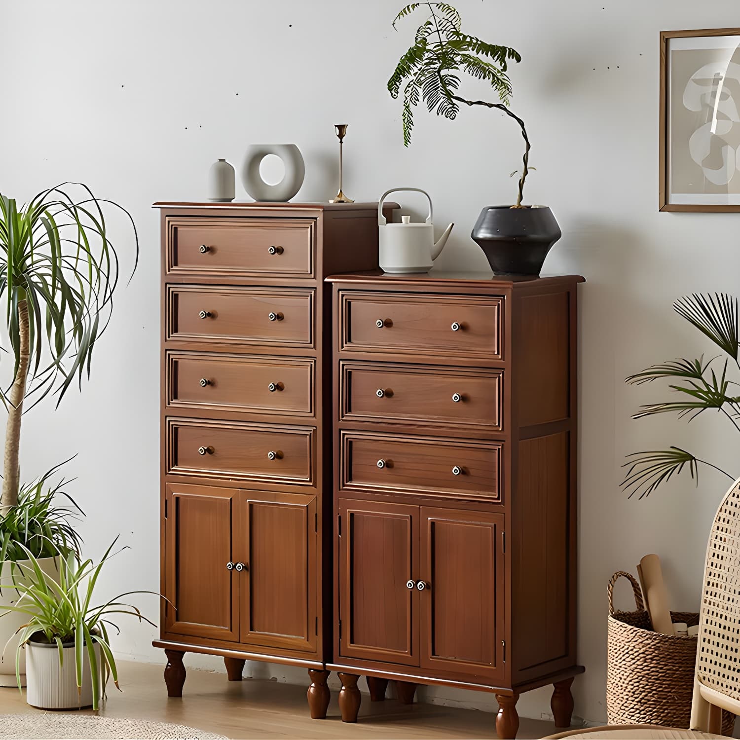 Mid-Century Modern Rectangular Wood Accent Cabinet with 1 Cabinet and Drawers - image 8