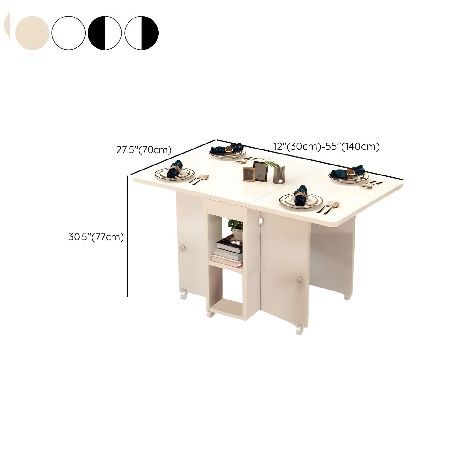 Collapsible Pedestal Manufactured Wood Kitchen & Dining Table 30in by 30in Modern Style - image 13