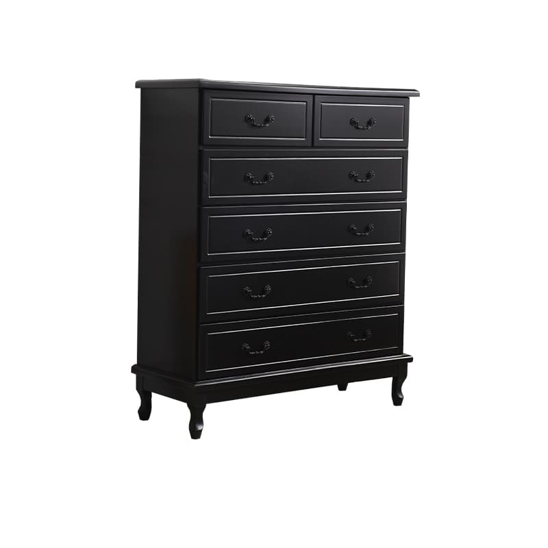 Traditional Style Black Handle Chest with Drawers in Solid Wood