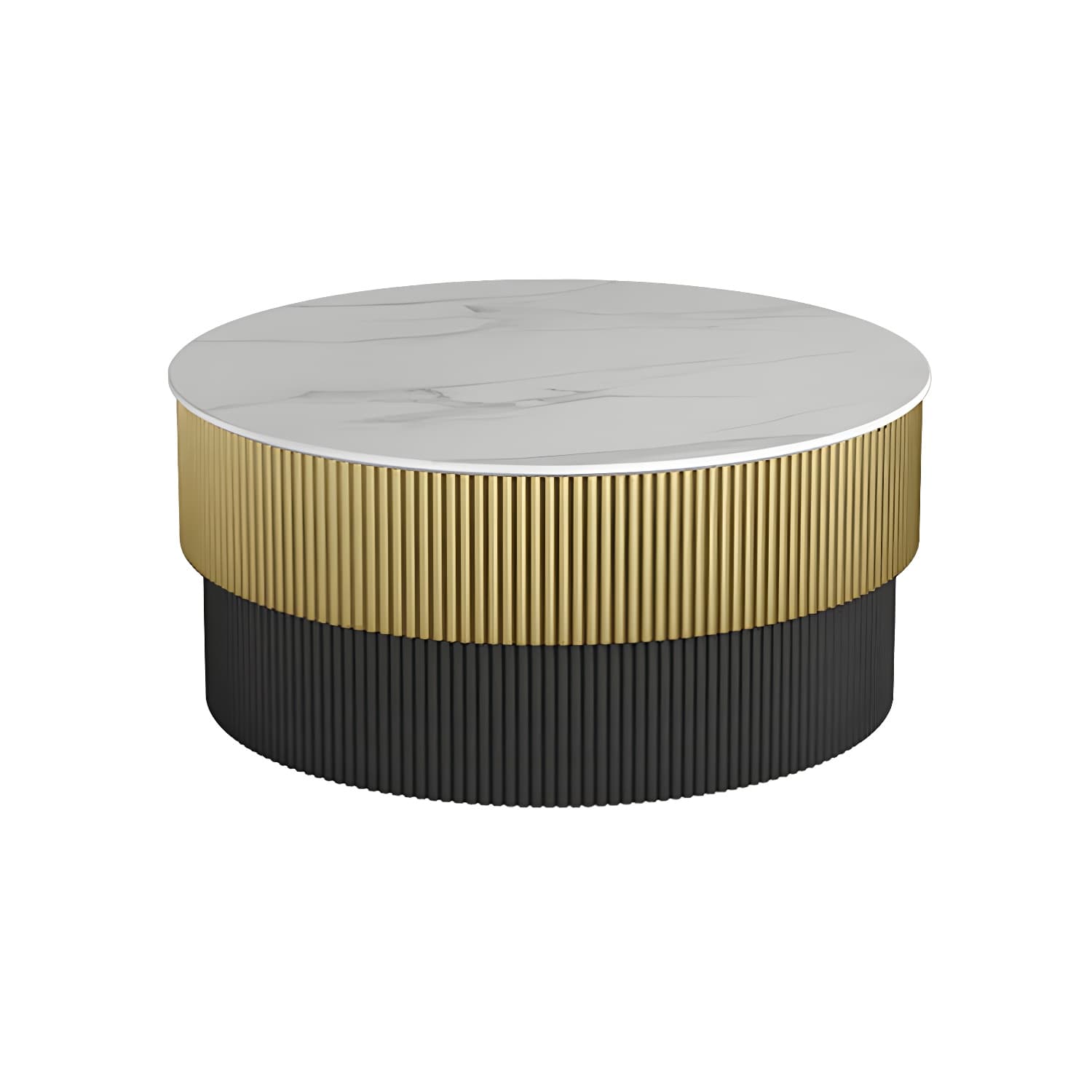 Round Slate Coffee Table Glam Pedestal No Distressing Single Coffee Table - image 3