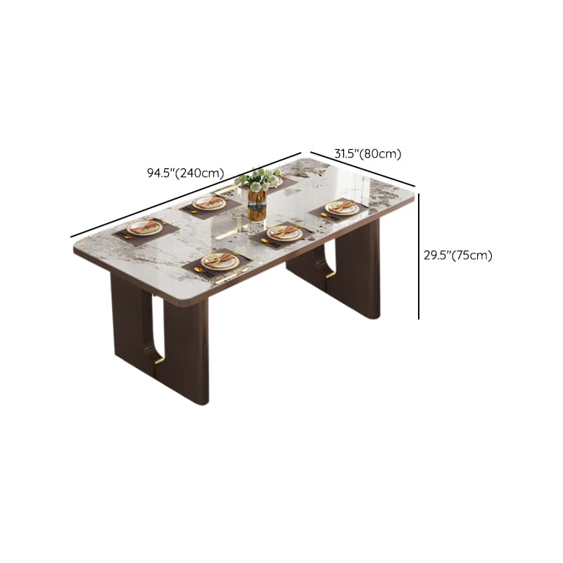 Rectangular Slate Dining Table Set with Two-sided Pedestal, Padded Chair, Back, and Multicolor Top - image 13