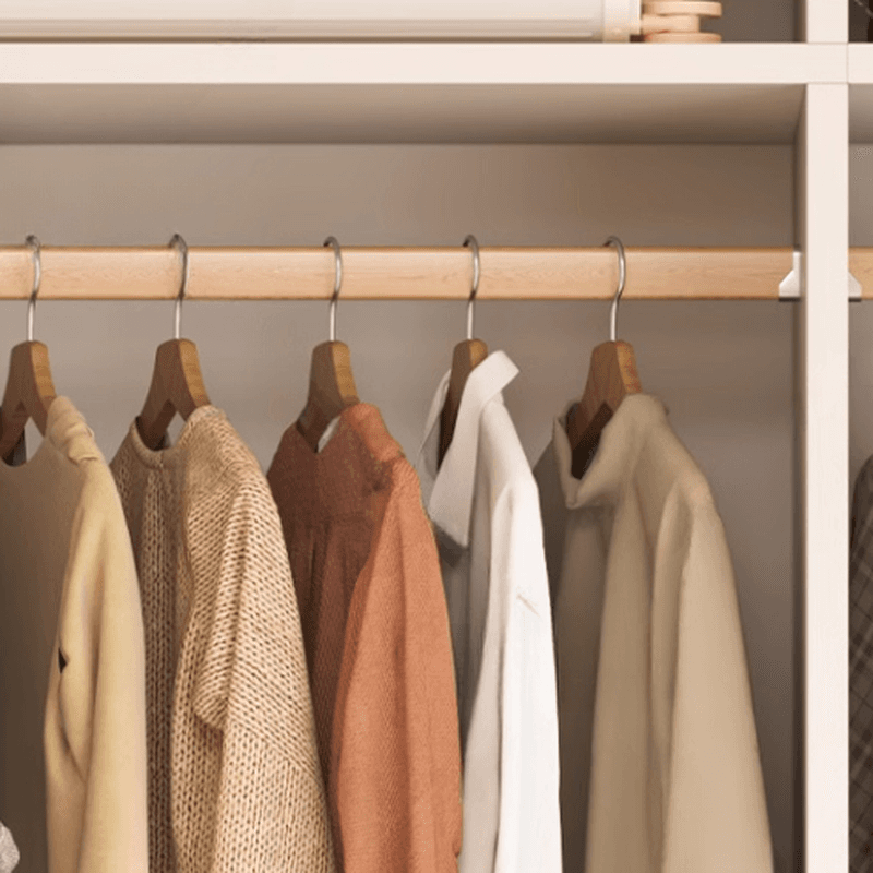 White Minimalist Wooden Independent Wardrobe Closet with 2 Drawers, Soft Close Door, and Interior Shelves - image 5